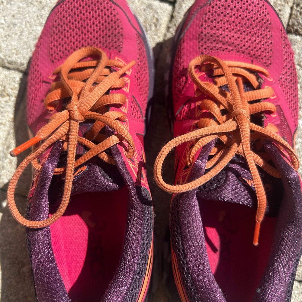 Asics Women's GT-2000 4 Trail Running Shoe. 
Pink and Orange Athletic Shoes